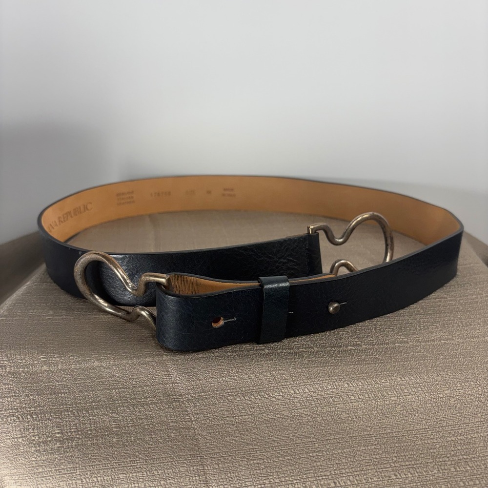 Banana Republic Leather Belt Womens M Navy Blue Good Equestrian
